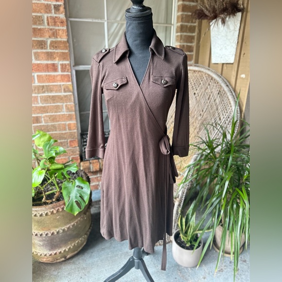 LOFT Dresses & Skirts - Ann Taylor Loft Elegant Brown Wrap Dress